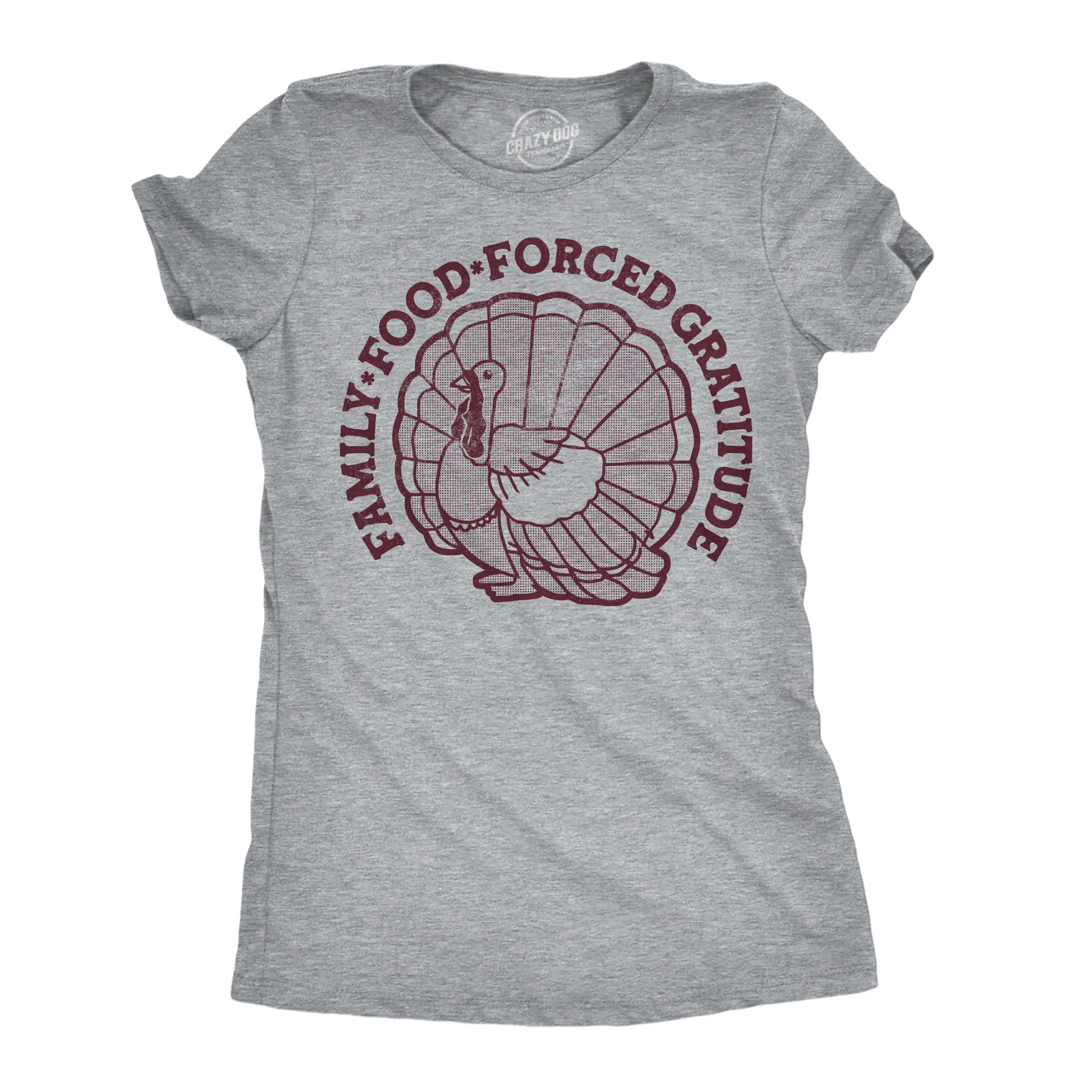 Womens Funny T Shirts Family Food Forced Gratitude Sarcastic Thanksgiving Graphic Novelty Tee For Ladies Funny Womens T Shirts Cute Vintage Fashion Casual Ladies T-Shirt Gift Thanksgiving Tops for Women Funny Light Grey