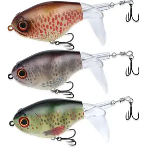 Propeller Lure Bubble Popper Fishing Lure Top Water Lure Bass Lures Popobait Topwater Bait for Bass Pike Perch, Floating Pencil Bass Bait with Tackle Box