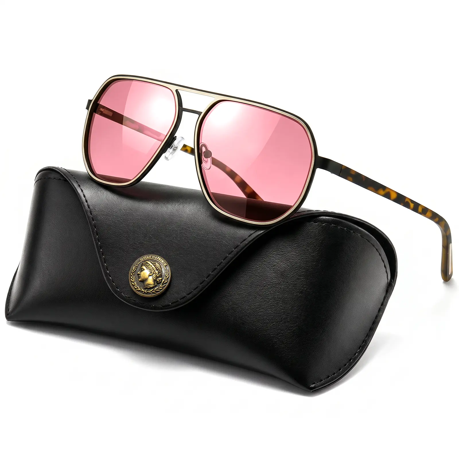 【SummerVibes】SUNGAIT Retro Polygon Aviator Sunglasses for Men Women Polarized Trendy Square Sun Glasses Stylish Pilot Shades UV400 Protection for Beach Travel School