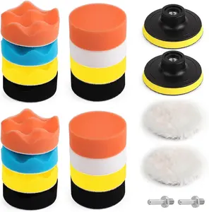 22Pcs Polishing Pads Kit, 3 Inch Sponge Buffing Pads, Buffer for Car Detailing, Polishing Wheel for Drill, Car Buffer Polisher Kit Drill Buffing Kit for Car Polishing, Waxing, Sealing Glaze
