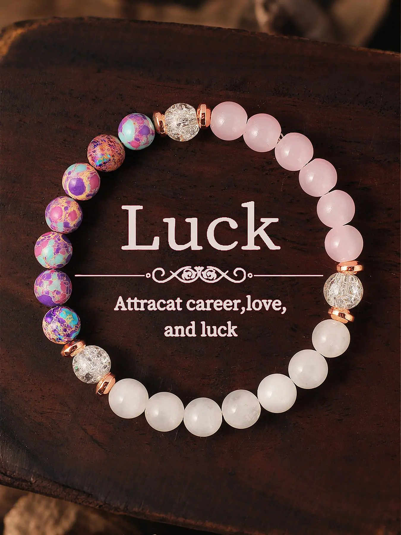 Natural Rose Quartz Beaded Bracelet, Fashionable Jewelry for Women & Girls, Trendy All-match & Exquisite Jewelry for Birthday Gift