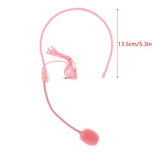 3.5MM Pink Headworn Wired Microphone Headset with Voice Amplifier Speaker for Conference Guide Speech Teacher Audio Durable Plastic Smartphone