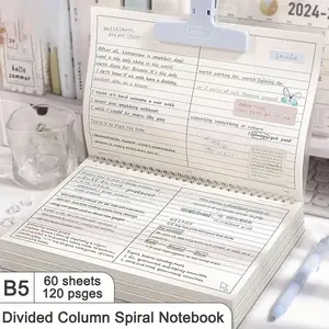 Horizontal column layout spiral-bound notebook with soft PVC fully-covered cover, B5 standard size, creative journal, DIY materials notebook, subject classification notebook, workplace work planning notebook.