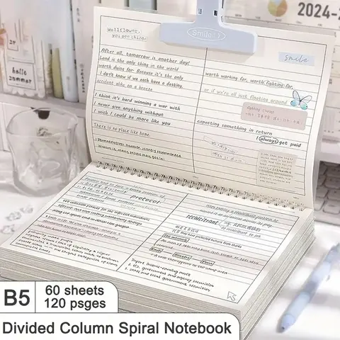 Horizontal column layout spiral-bound notebook with soft PVC cover, B5 standard size, creative journal, Travel Diary Notebook, subject classification notebook, Writing notebook, Journals for writing