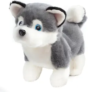Easfan Walking Puppy Interactive Electronic Plush Husky Toy with Sounds and Movements Educational Plush Toy Birthday Gifts for Kids Girls, 7"