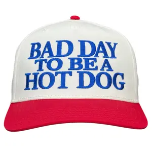"Bad Day to Be a Hotdog" Funny Statement Trucker Hat, Trendy Snapback Hat for Casual Wear, Trendy Trucker Hat