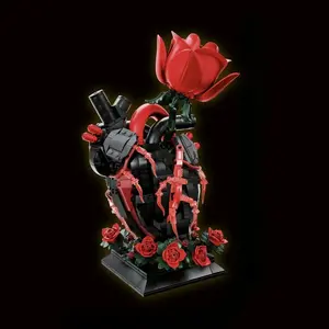 Gothic Heart-Rose Building Blocks Set - DIY Assembly Model Kit, Creative Home Decor Desktop Statue Ornament, Ideal Festival Gift for Teens & Adults