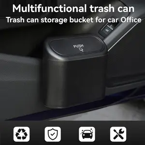 【Local Shipping】Car Trash Can with Lid, 1 Pack Universal Vehicle Mini Multi-Functional Organizer, Includes 15 Trash Bags, Portable Garbage Bin for Car, Office, Kitchen, Bedroom, and Home, Compact Storage Box for Cleaning Supplies