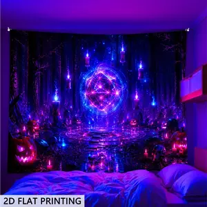 2D Flat, UV Reactive Glow Tapestry Suitable for Blacklight - Mystic Portal Wall Hanging with UV Glow, Vertical UV-Sensitive Wall Decor for Dorm Room, Witchy Aesthetic for Home, Party & Indoor Decoration, Non-3D Print Glow Under Blacklight, 2D Flat