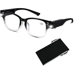 Magnifying Glasses with Light Reading Glasses Bright LED Readers with Lights Built in Glasses with Lights and Magnifier for Men Women Eyeglasses Lighted Magnifier Nighttime LED Reading Glasses+150