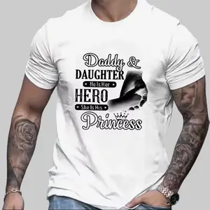 "Daddy & Daughter He Is Her Hero She Is His Princess" 100% Cotton T-Shirt, Father-Daughter Matching Tee