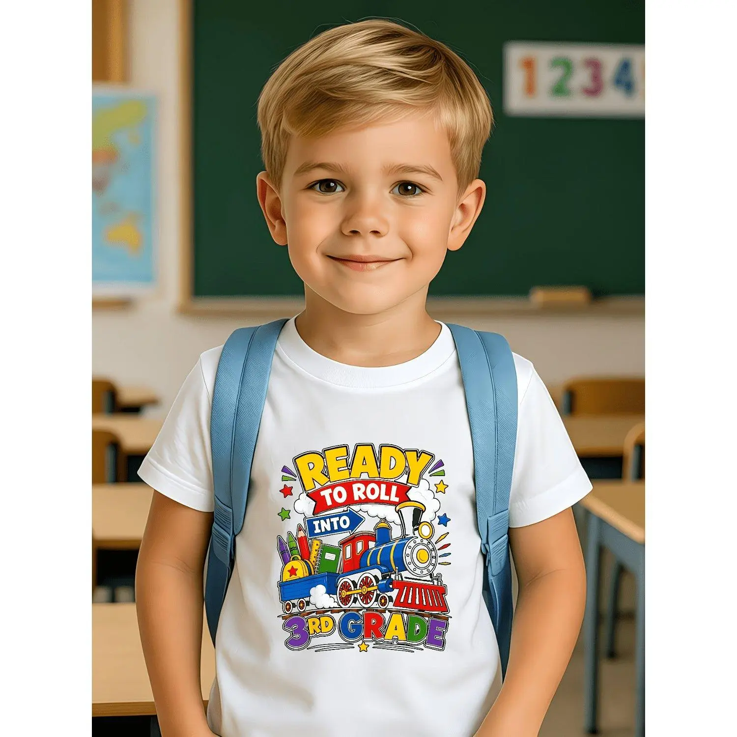 Ready to Roll Into 3rd Grade School Train Kids Kids Clothes Girls, Boy Clothes
