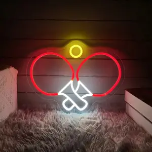 Table Tennis Neon Sign - Multicolor Flashing TT Paddles & Wall Light, Switch-Controlled Sports Club/Store/ Cave/, Plastic & Metal-Free Hanging Fixture for Tennis Enthusiast Gifts
