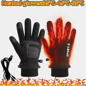 SPORTS USB Adjustable Temperature Heated Gloves Touchscreen Compatible Double-Sided Heating Elastic Cuffs Non-Slip Design Wear-Resistant Suitable for Winter Unisex