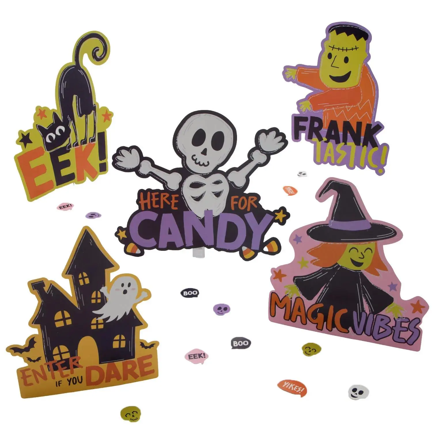 6-Pcs Multicolor Halloween Frightfully Fun Party Centerpieces & Confetti Tabletop Decorating Kit
