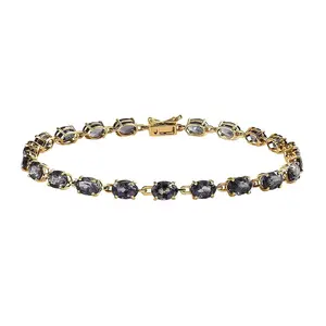 LUXORO AAA Spinel 14K Yellow Chunky Solid Real Gold Jewelry Link Bracelet for Women Jewelry Birthday Christmas Gifts for Women