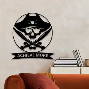 1pc Pirate Skull Metal Wall Art, Pirate Skull Statue Mural, Perfect for Living Room, Outdoor Fence, Patio Decor, Halloween Decor, Ideal Gift for Pirate Fans halloween decorations