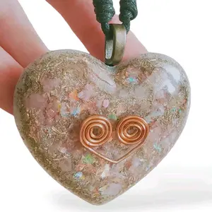 Orgonite EMF shielding Heart Pendant with an adjustable cord handmade jewelry heart style anniversary mother beautiful design beautiful style