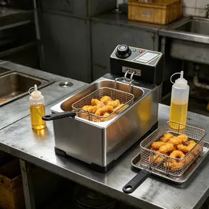 Home Kitchen 3.5L Electric Deep Fryer with Adjustable Thermostat and 60-Minute Timer, Removable Non-Stick Oil Tank Easy Cleaning, Compact Countertop Frying Machine for Fried Chicken French Fries Onion Rings Vegetables Daily Snacks
