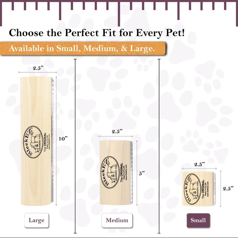 SleekEZ Cat Brush for Shedding & Grooming, Wooden Handle & Stainless Steel Blade, Pet Brush for Indoor Cats, 2.5 Inches Long Groomer Tools Fur Removal Tool