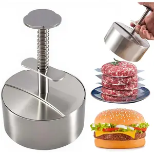 Adjustable Heavy Duty 304 Stainless Steel Burger Press Non-Stick Stuffed Patty Mold with 150PCS Hamburger Patty Paper for Beef Vegetables BBQ Grill Party