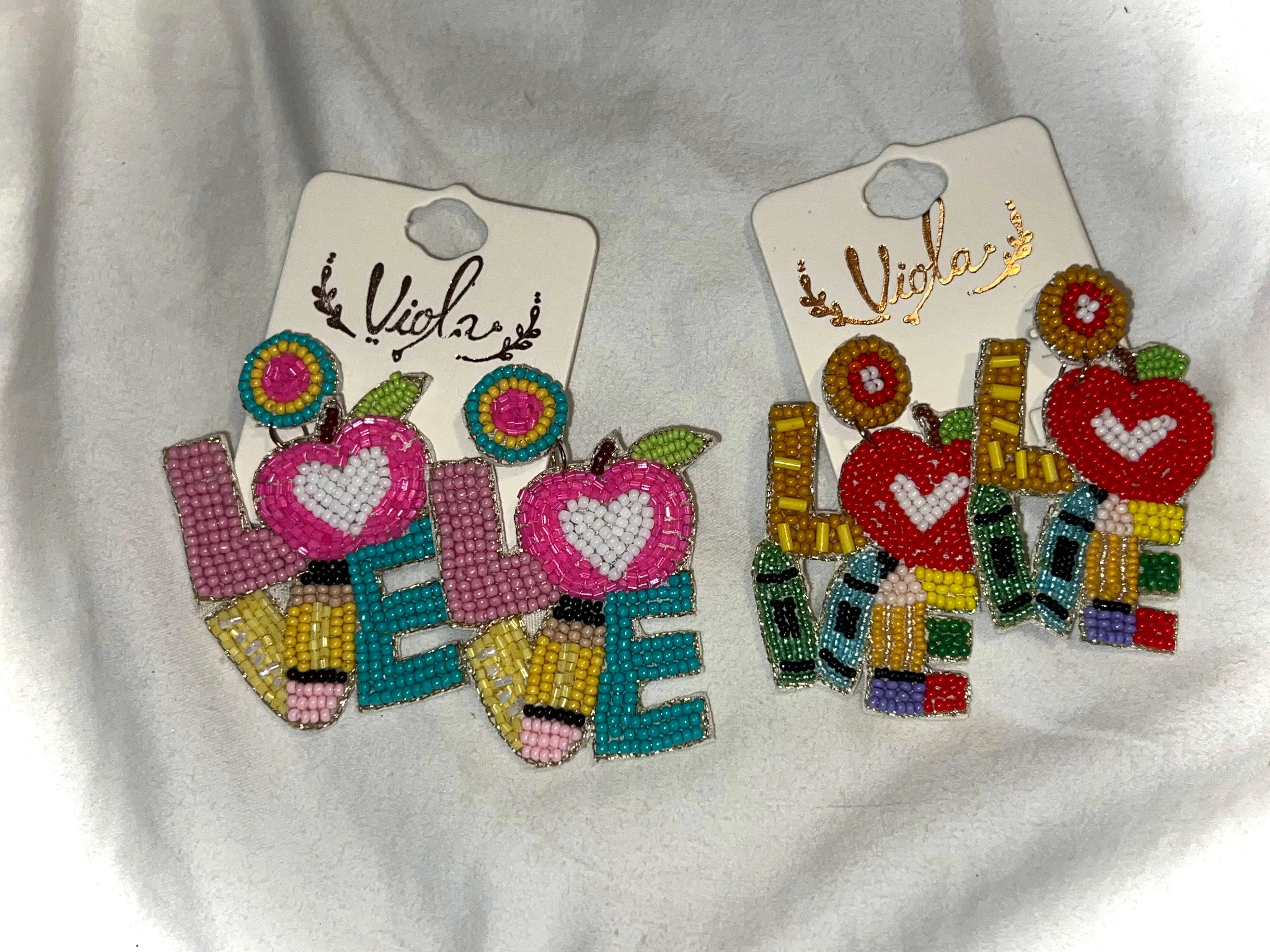 Beaded “LOVE” Teacher Earrings
