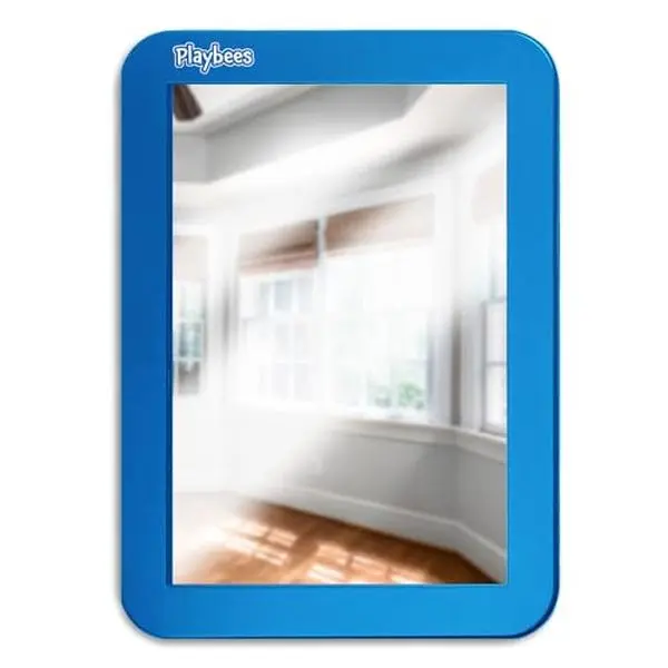 Magnetic Locker Mirror - 5" x 7" Blue -  Ideal for School Locker, Refrigerator, and Home Use Decor Metal Durable Reflection