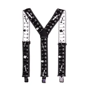2"Width  Y-Back Heavy Duty Work Clip-On Suspender with Ruler Print Webbing For Construction Workers & Daily Use