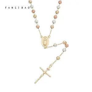 FanSibao necklace punk women's men's fashion three color watermelon pattern Virgin Mary pendant cross badge religious jewelry