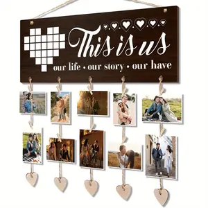 Wooden Photo Holder, 1 Count Heart Shaped Photo Holder, Wall Decor for Bedroom, Wedding Anniversary Gifts, Unique Gifts, Wedding Birthdays, Hanging