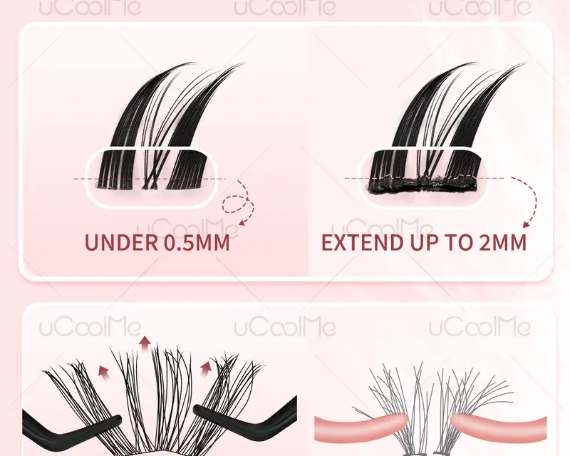 uCoolMe Flora 049 D Curl Lash Kit, DIY Individual Eyelash Clusters with ...