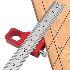 Steel Ruler Positioning Block, 45/60/90 Degree Angle Scriber, Line Marking Gauge, Woodworking Square Scribe for Ruler Locator Woodworking Carpentry Scriber
