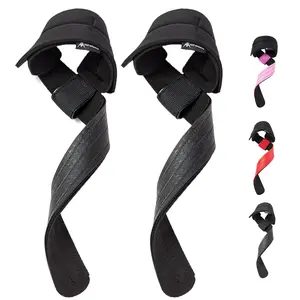 Wrist Straps for Weightlifting Padded Weight Lifting Straps for Strength Training Bodybuilding Gym Workouts and Powerlifting Leather Material Enhances Grip Strength (Black)