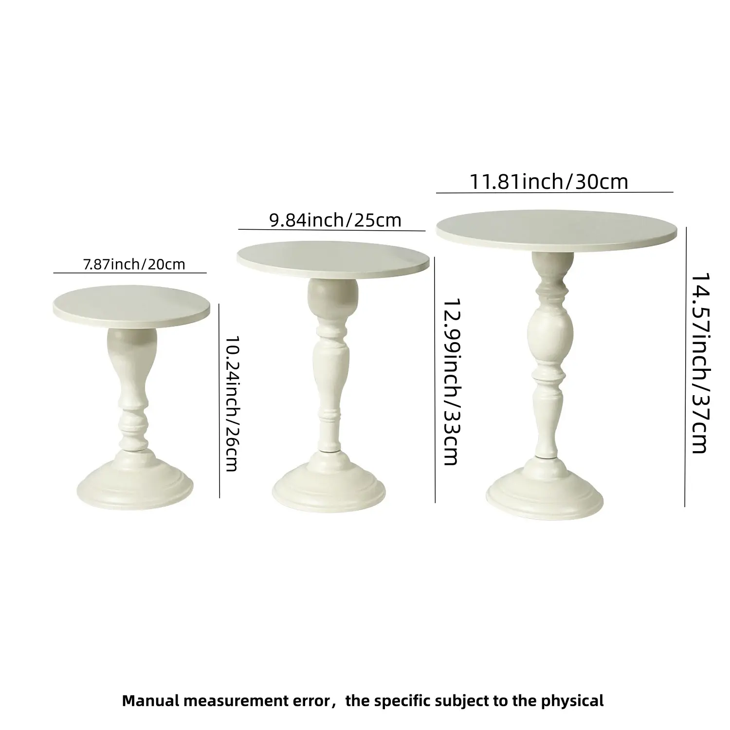White Roman column tray set of three pieces
