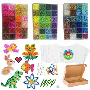 15000pcs Fuse Beads Craft Kit, 72 Colors, 5mm Plastic Beads with Tray, Paper Melting, Tweezers & Hooks, DIY Art Project Set
