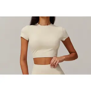 Cream-Silver Printed Crop Top