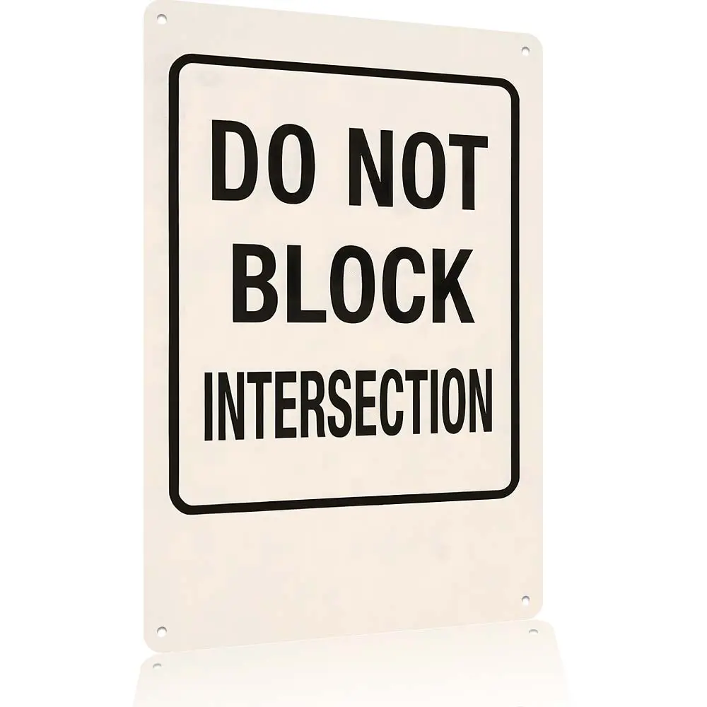 Do Not Block Intersection Aluminum Metal Sign Traffic Warning Wall Decor for Garage Driveway Workshop 12×8 Inch