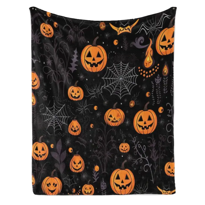 Happy Halloween Haunted House Flannel Blanket Soft Warm Throw Blanket,Vintage Halloween Full Moon Bat Castle Decor Blanket Home Sofa Couch Cover,Spooky Halloween Night Ghost House Plush Blanket Holiday Decor Throw