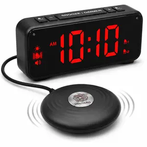 VOLTARO Vibrating Bed Shaker Alarm Clock for Heavy Sleepers, Deaf & Hard of Hearing - Extra Loud 90dB+ (110dB Bedside), Flashing Light, Dual Alarm, 3 Volume Levels, 3 Vibration Levels, Full-Off Display, USB Charging