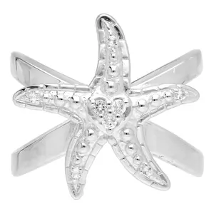 Goddaughters Sterling Silver White Topaz Starfish Ring