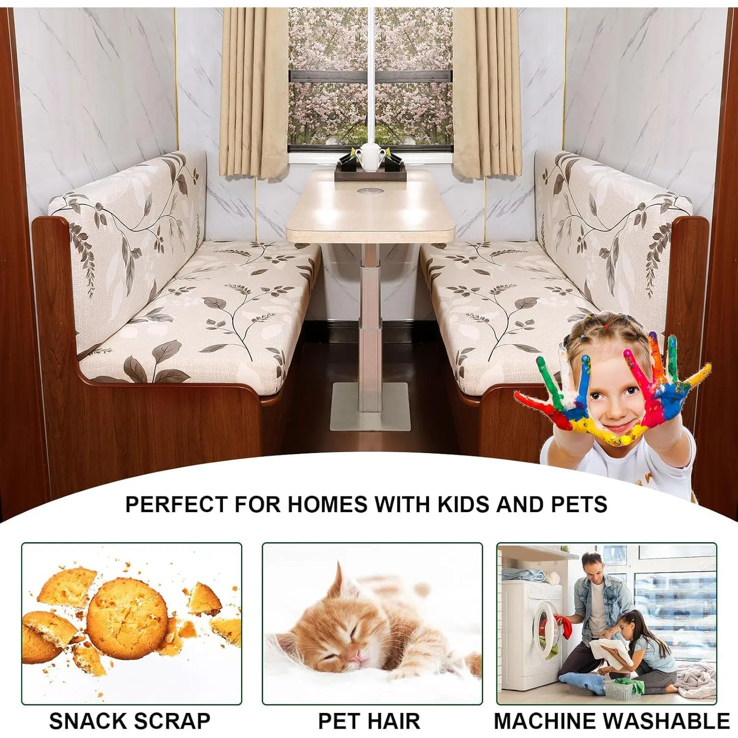 CRFATOP 2 Sets RV Dinette Cushion Covers Printed Camper Cushion Slipcover Stretch 2 Seat Sofa Chair Cover Furniture Protector for RV Camper Car Bench 2 Backrest Covers & 2 Bench Covers,01 CRFATOP 2 Sets RV Dinette Cushion Covers Printed Camper Cushion Slipcover Stretch 2 Seat Sofa Chair Cover Furniture Protector for RV Camper Car Bench 2 Backrest Covers & 2 Bench Covers,01