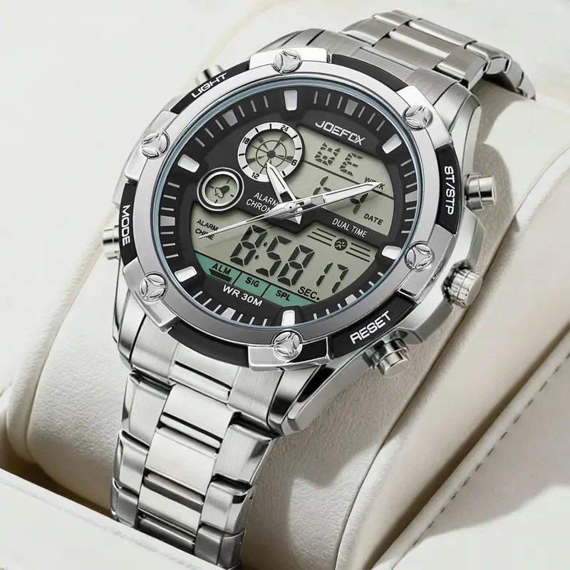 Men's Watch with Night Light Function  Electronic Watch  Sports Watch Waterproof， Alarm Clock，Week Display and Digital Time Display