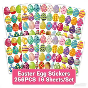 Easter Egg Stickers Pack! 16 Sheets with 256 Unique Designs, Perfect for Gifts, Crafts, Party Decorations, Vibrant Colors, High Value