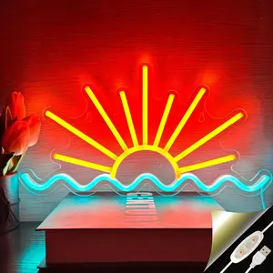 Sunrise Sunset Neon Sign LED Neon Lights, Dimmable Neon Light, Led Decoration Lamp for Man Cave Bedroom, Living Room, Bar Decoration USB Power Dimmer Switch Control, Neon Signs for Wall Decor, Party Decoration, Modern Lighting, Durable Plastic, Home Decor