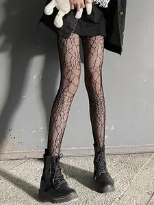 Women's Minimalist Spider Web Pattern Fishnet Tights, Womenswear, 1 Pair Basic Comfy Breathable High Stretch Slim Fit Nylon Pantyhose for Women, Fashion Lady Comfort Stocking for Spring & Summer