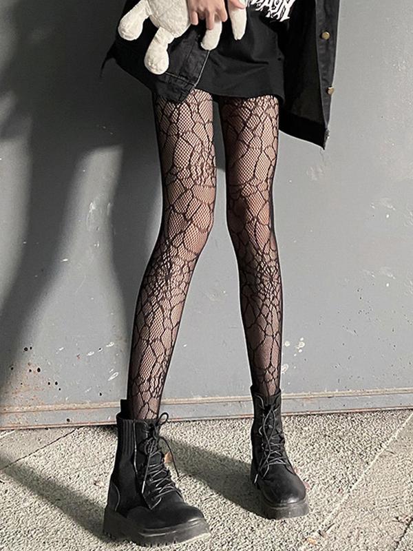 Women's Minimalist Spider Web Pattern Fishnet Tights, Womenswear, 1 ...