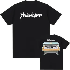 Yellowcard Better Days Piano Tee Short Sleeve Summer Cotton T-shirt Casual Rock Band Graphic Tshirts Unisex Streetwear Men Shirt