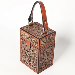 American Darling Jewelry Case Hand Tooled Genuine Leather Western Women Bag Handbag Purse