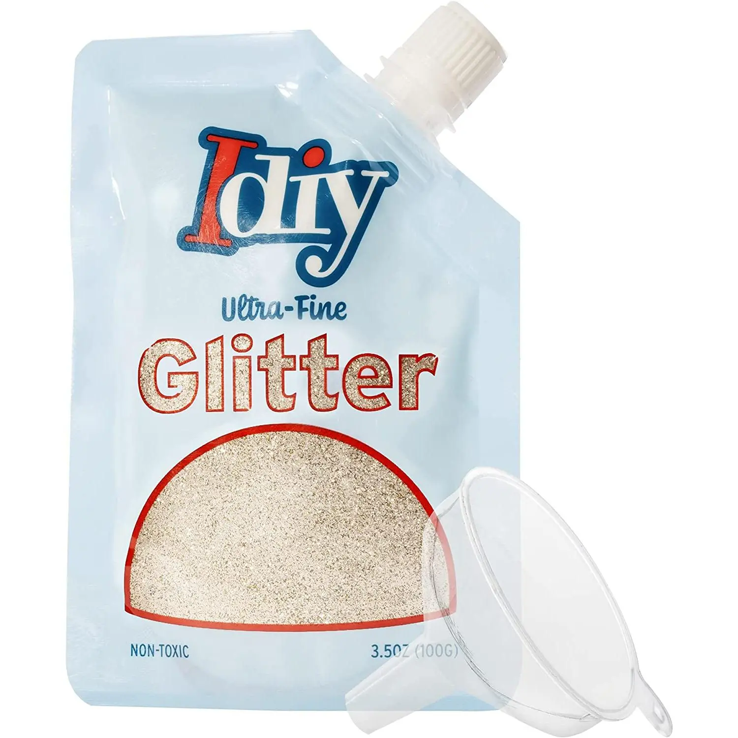 iDIY Ultra Fine Glitter (100g, 3.5 oz Pouch) w Easy-Pour Bag & Funnel- Sunkissed Gold Extra Fine-Non-Toxic, DIY Arts & Crafts, School Projects, Festivals, Sparkle Decorations, Resin, Gift