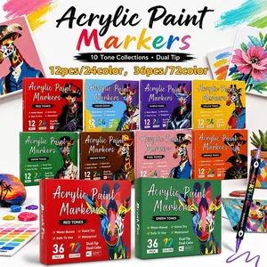 Dual-Ended Acrylic Paint Markers, Soft Tip, Large Capacity, Ideal for Rock Painting, Ceramics, Wood, Canvas, Crafts